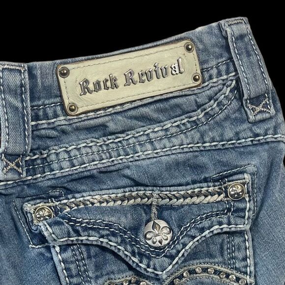 Rock Revival Sasha Thich Stitch Embellished Boot Cut Jeans Sz 27 - Picture 8 of 12